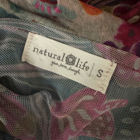 NATURAL LIFE Multicolor Floral Ruffle Tie-Front Tunic - Picture 7 of 11